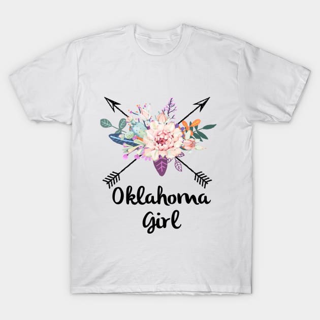 Oklahoma Girl Cross Arrow Cactus Floral Wreath T-Shirt by MySistersTreasures